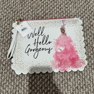 Erica Lyons White and Gold 'Hello Gorgeous' make up bag